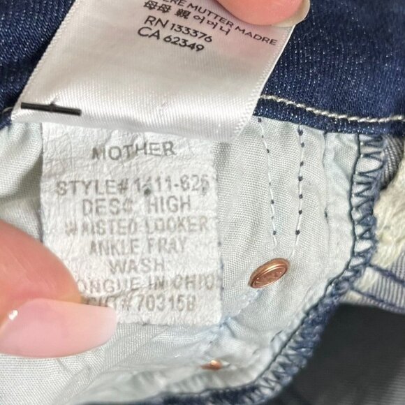 MOTHER Looker Ankle Fray Jeans Tongue Chic Blue High Rise Women’s Size 2 - Picture 14 of 15
